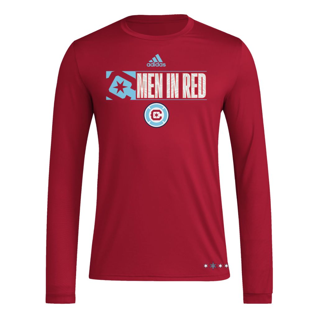 SZ XS, Adidas Men's Chicago Fire Jersey Hook Long Sleeve Pre-game Jersey, Team Power Red