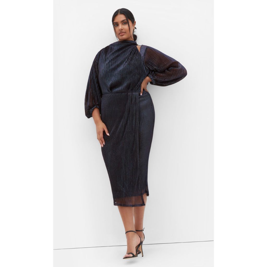 City Chic Women's Plus Size Cocktail Dress - Jaylee Mesh Midi, 20 Midnight