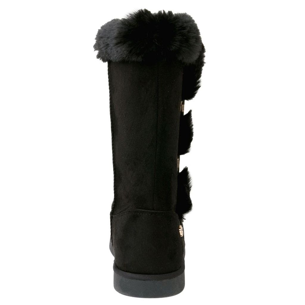 Juicy Couture Women's Slip On Winter Snow Boots Warm & Insulated Fur Lining Comfortable Black-7