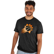 Blue 84 Adult's NBA Life is Good with Basketball T-Shirt - Phoenix Suns, Heather Black (Medium)