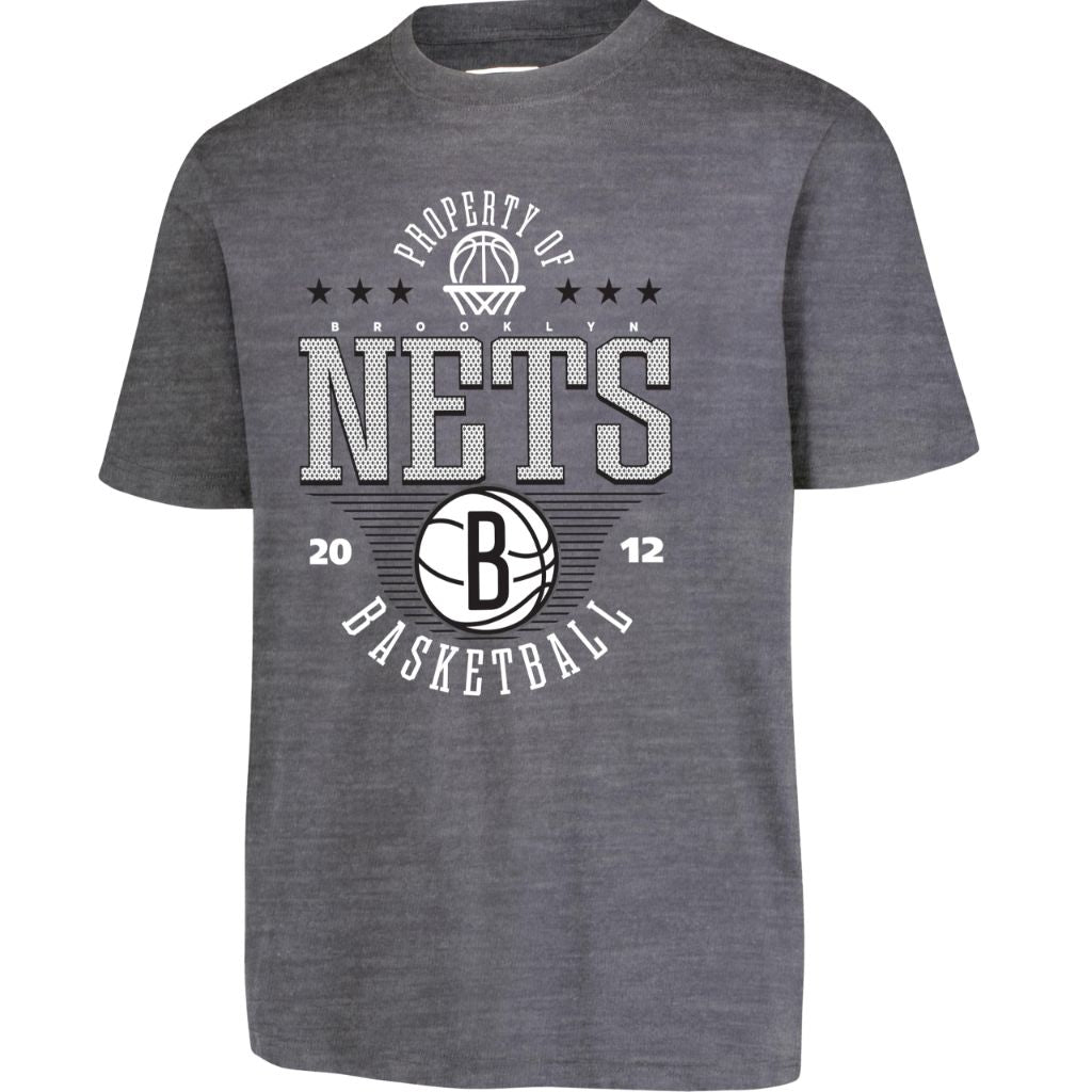 Ultra Game Youth NBA Official Super Soft Mad Props T-Shirt - Brooklyn Nets, Heather Charcoal (Size 18-20)