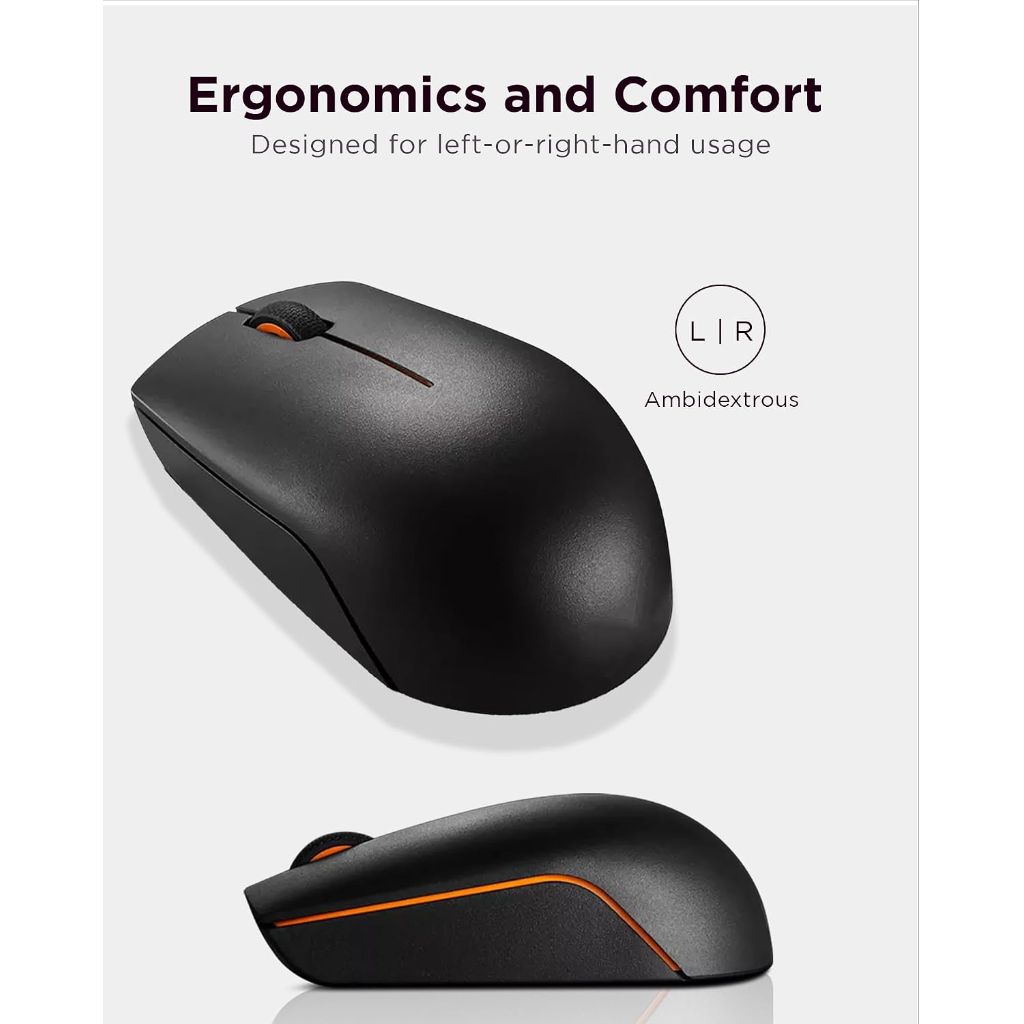 Lenovo 300 Wireless Mouse | Black| 12 Month Battery Life