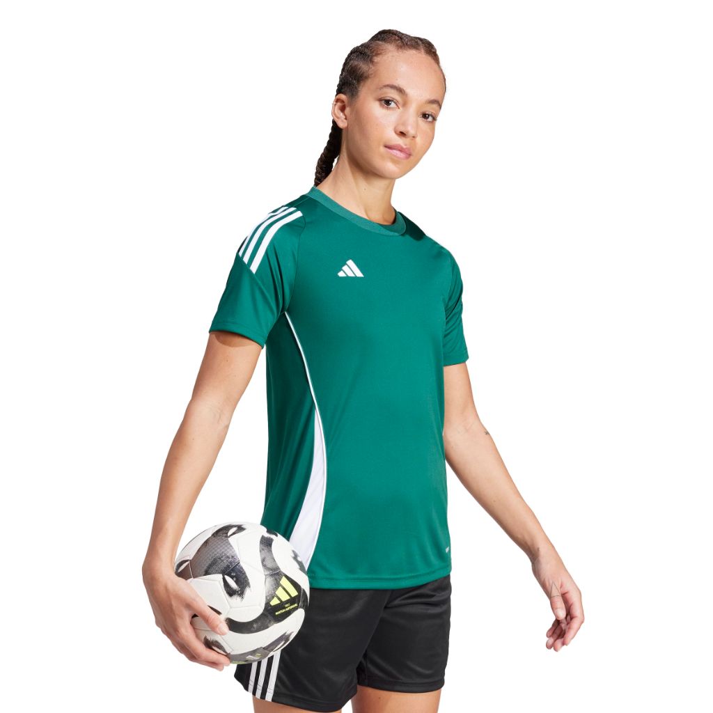 Adidas Womens Tiro 24 Jersey, Team Dark Green/White, Medium