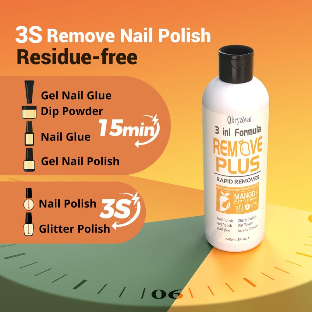 Qhryzoval Acetone Nail Polish Remover: Professional Gel Polish Remover for Nails (8 Fl Oz)