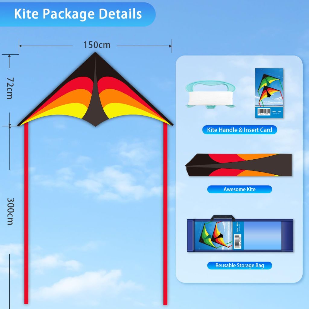 YFAFENGS Delta Kite for Kids & Adults - Ages 8-10 (Orange)