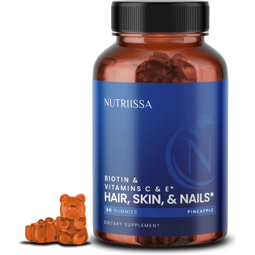 Nutriissa Hair, Skin & Nails Gummies – 60 Pineapple Flavored Gummies