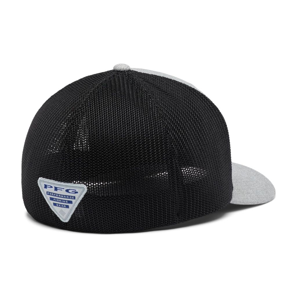 Columbia Unisex PFG Fish Flag Mesh Ball Cap-High Crown, Cool Grey Heather - size Small/Medium