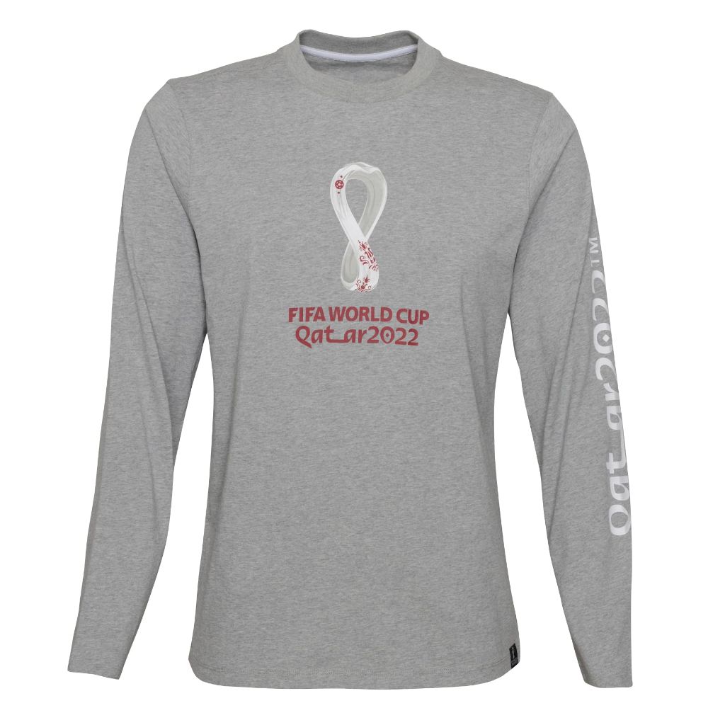 Outerstuff Youth & Kids FIFA World Cup Core Long Sleeve Tee, Heather Grey, Youth Medium-10/12