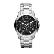 Men's Fossil Grant Chronograph Black Dial Stainless Steel 44mm Watch FS4736 *Open Box*