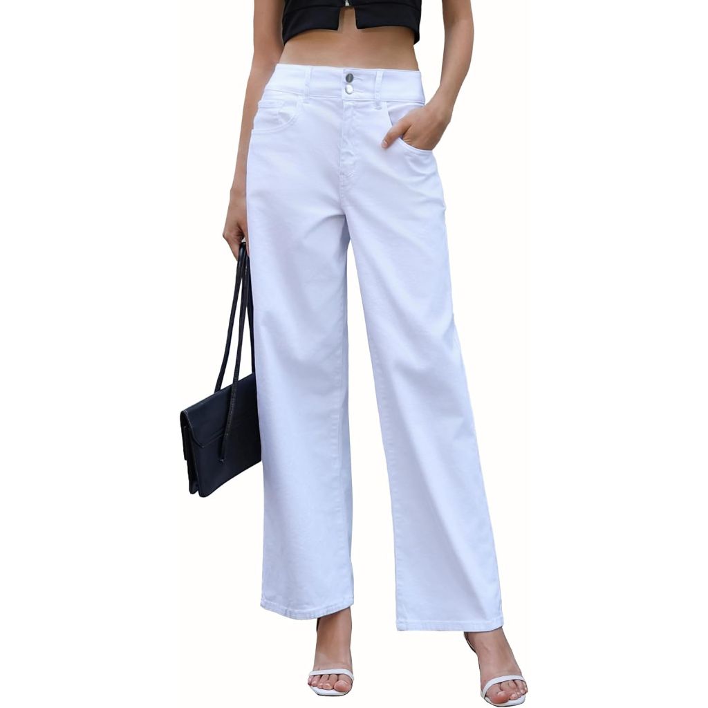 OFLUCK Women's Wide Leg Jeans High Waisted Stretchy, Size 0