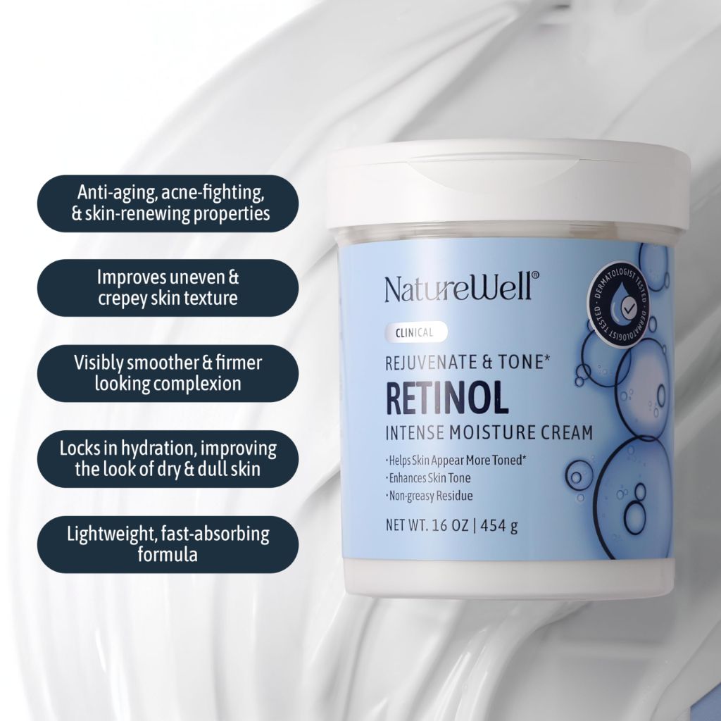 NATURE WELL Clinical Retinol Intense Moisture Cream for Face & Body - 16 Oz