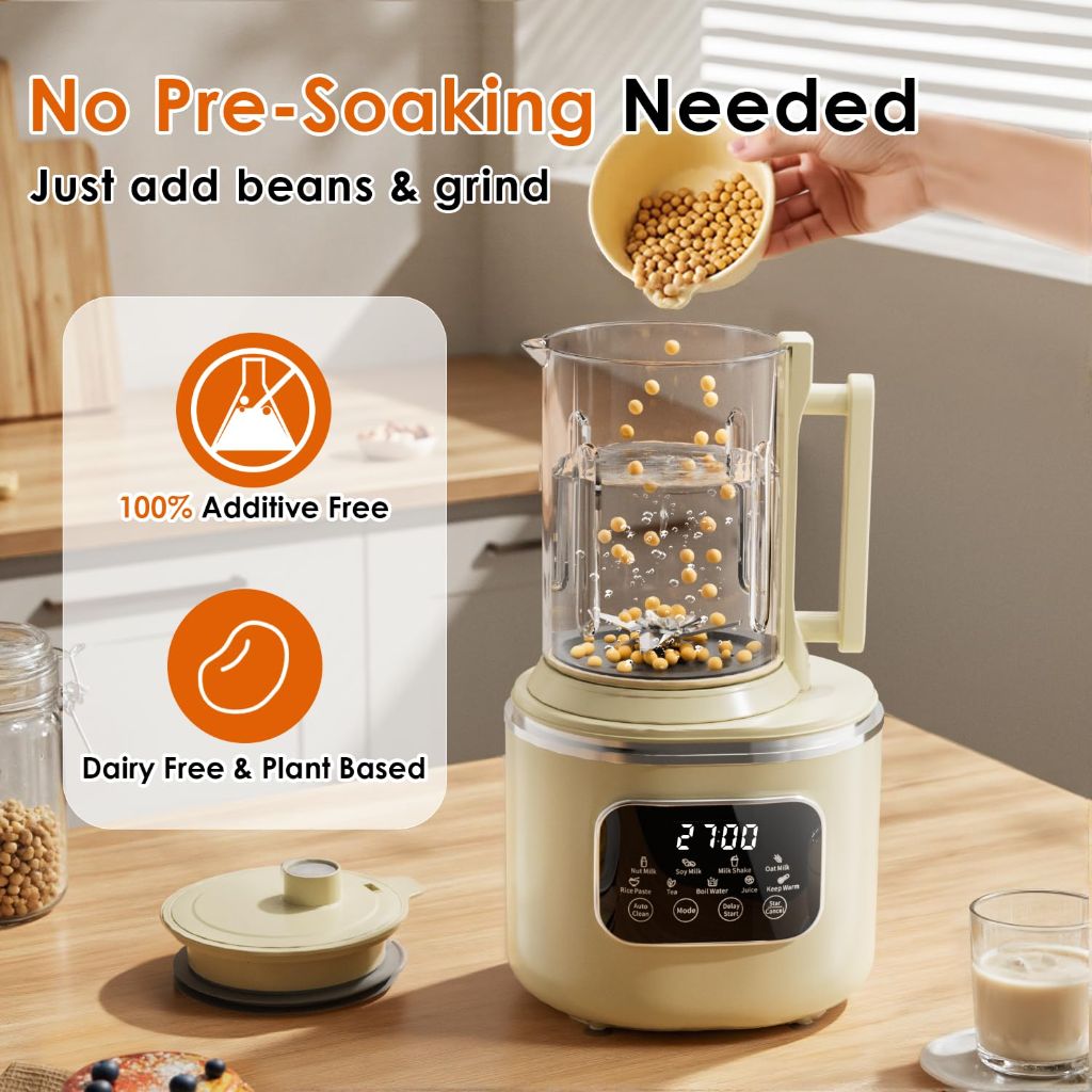 58oz Nut Milk Maker Machine, 10 in 1 Automatic Nut Milk Maker with 20 Blades, LED Display