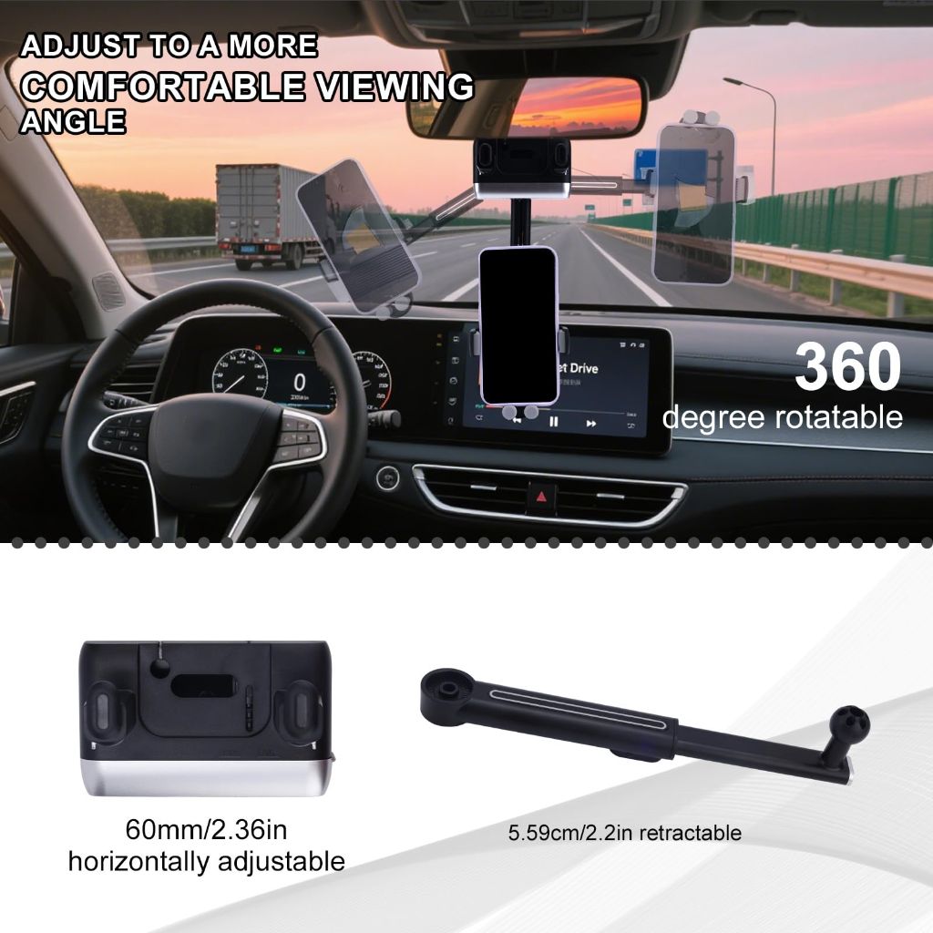 Rear View Mirror Car Phone Holder (Black)