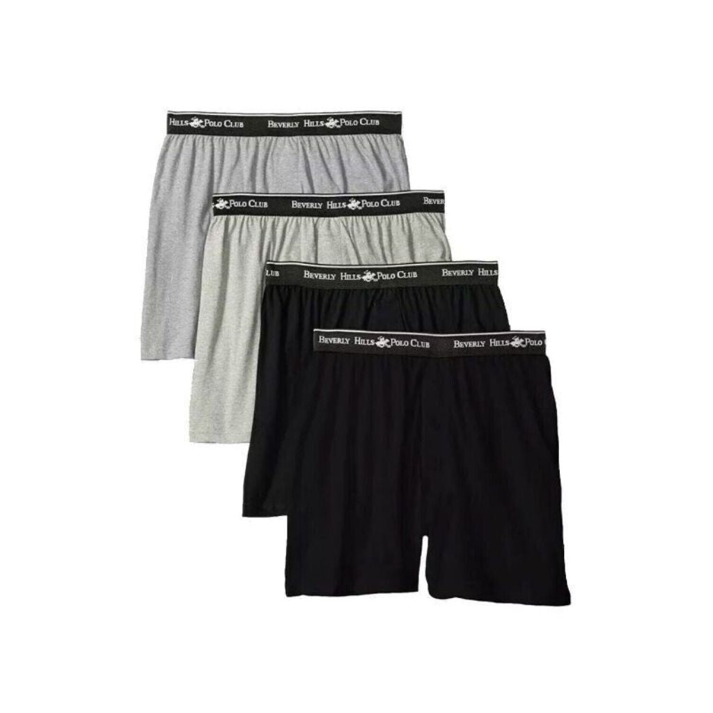 Beverly Hills Polo Club Men's Knit Boxer Shorts Underwear Size XXL (Pack of 4)