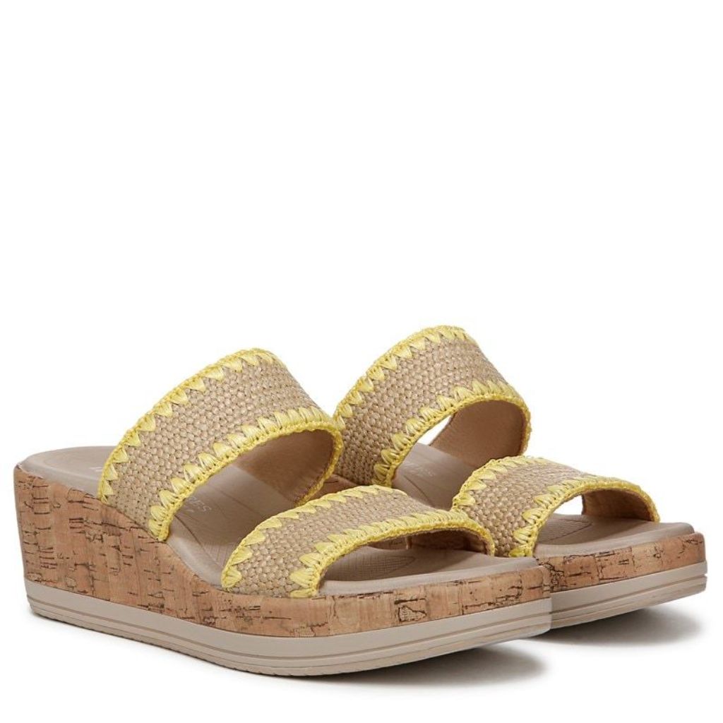 LifeStride Resort Women's Wedge Sandals Natural/Yellow - 6.5 Wide