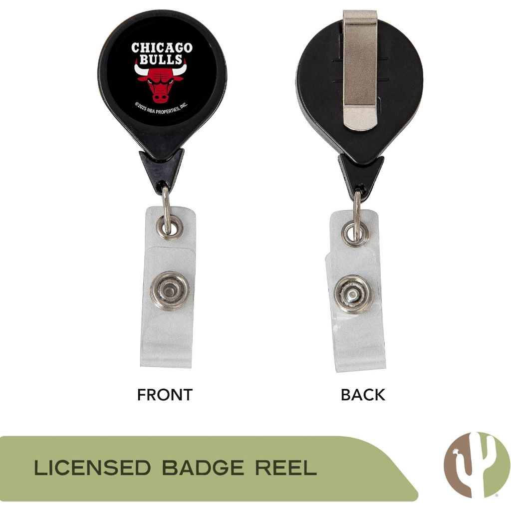 Desert Cactus Chicago Bulls Retractable Badge Holder NBA ID Reel with Ticket Clip for Lanyard