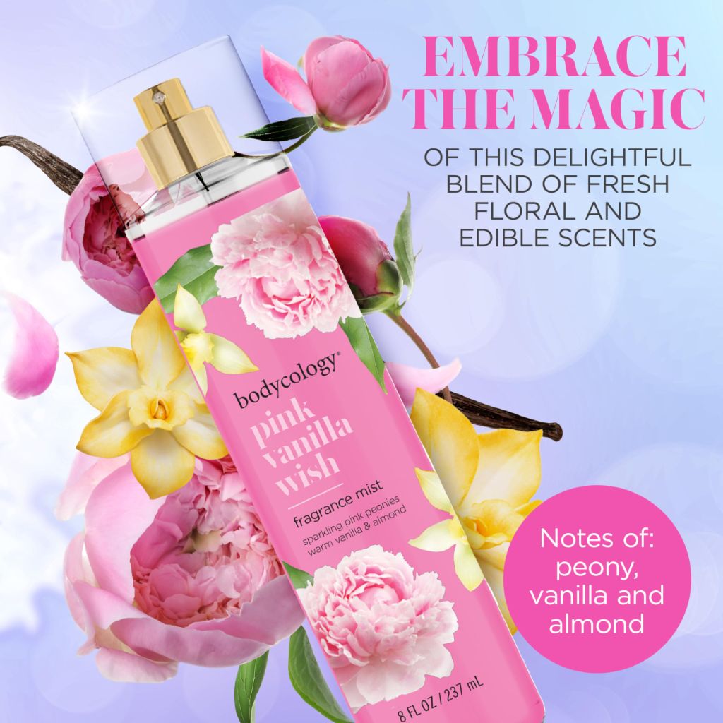 Bodycology Long-Lasting Fragrance Body Mist, Pink Vanilla Wish, 8 fl oz (Pack of 2)