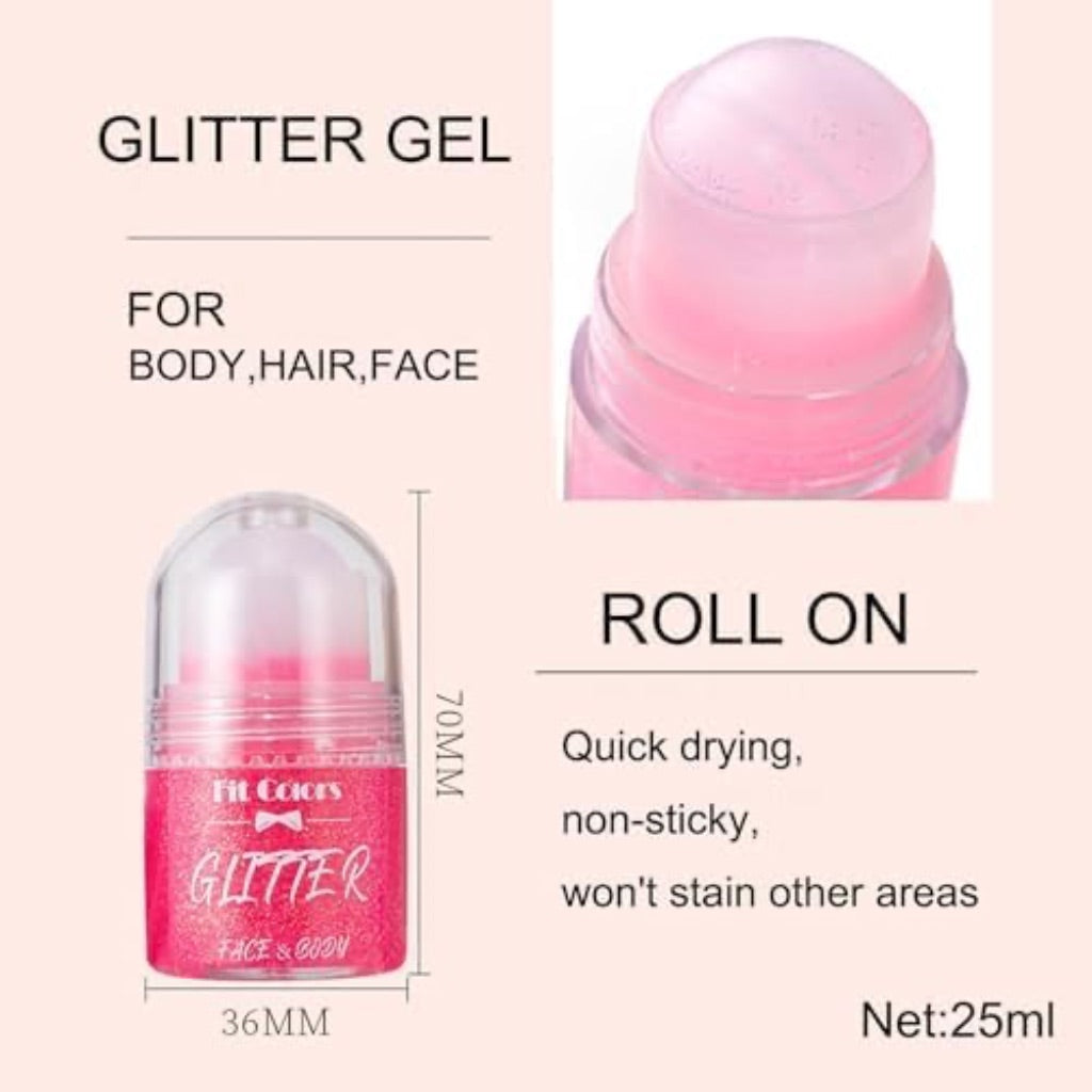 Roll on Festival Body Glitter Gel for Hair, Face, and Body - White #01, 25mL