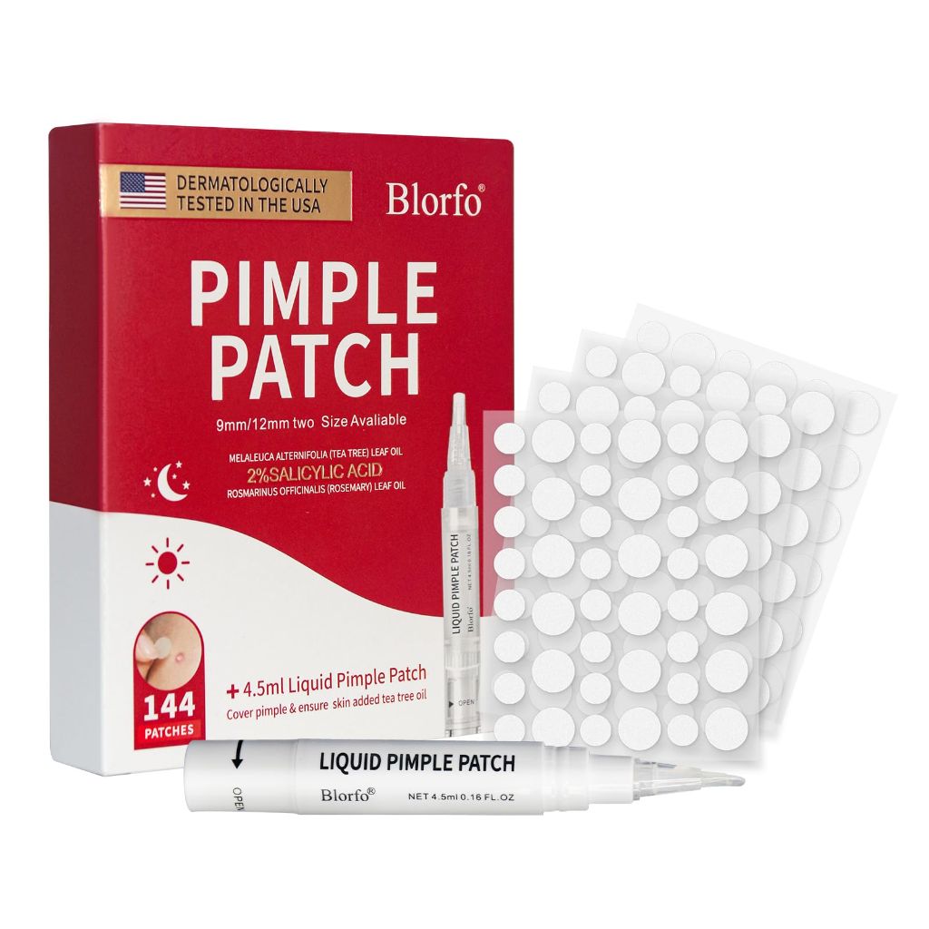 BLORFO- Hydrocolloid Acne Patches Set with 4.5ml Liquid Pimple Patch | 144 count