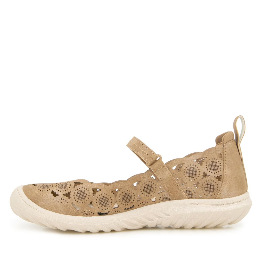 JBU Anne Women's Comfort Mary Jane Flats - Taupe Shimmer, Size 8