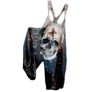 PAODIKUAI Women's Casual Skull Printed Overalls Loose Rompers Jumpsuit with Pockets (S7, Small)