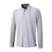 Men's Long Sleeve Polo Shirts with Tipped Collar, 3XL, Light Grey