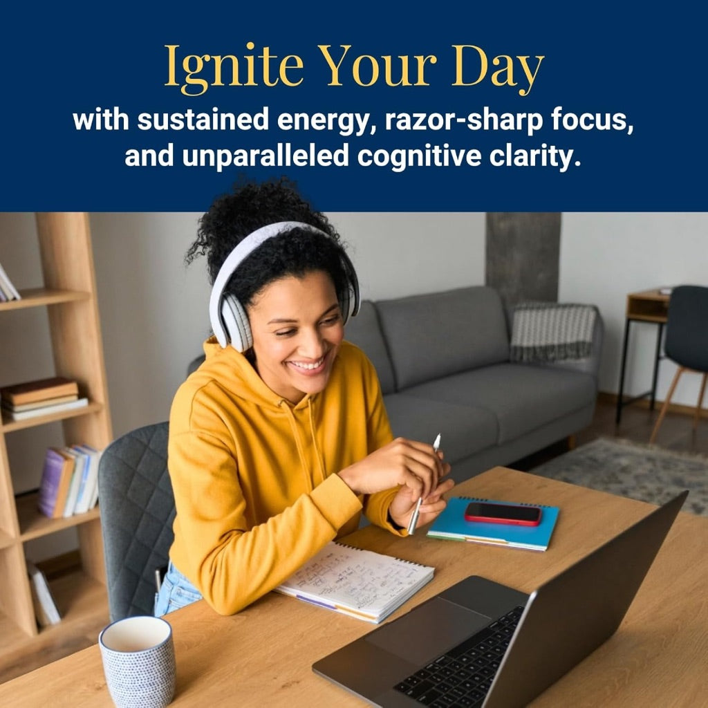 Nootropic Supplement for Memory, Focus, Energy: with Lions Mane, Ginkgo Biloba, Alpha GPC, Vitamin B12 - 60ct.