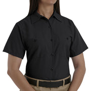Red Kap Women's Standard Short Sleeve Industrial Work Shirt, Black, 4X-Large