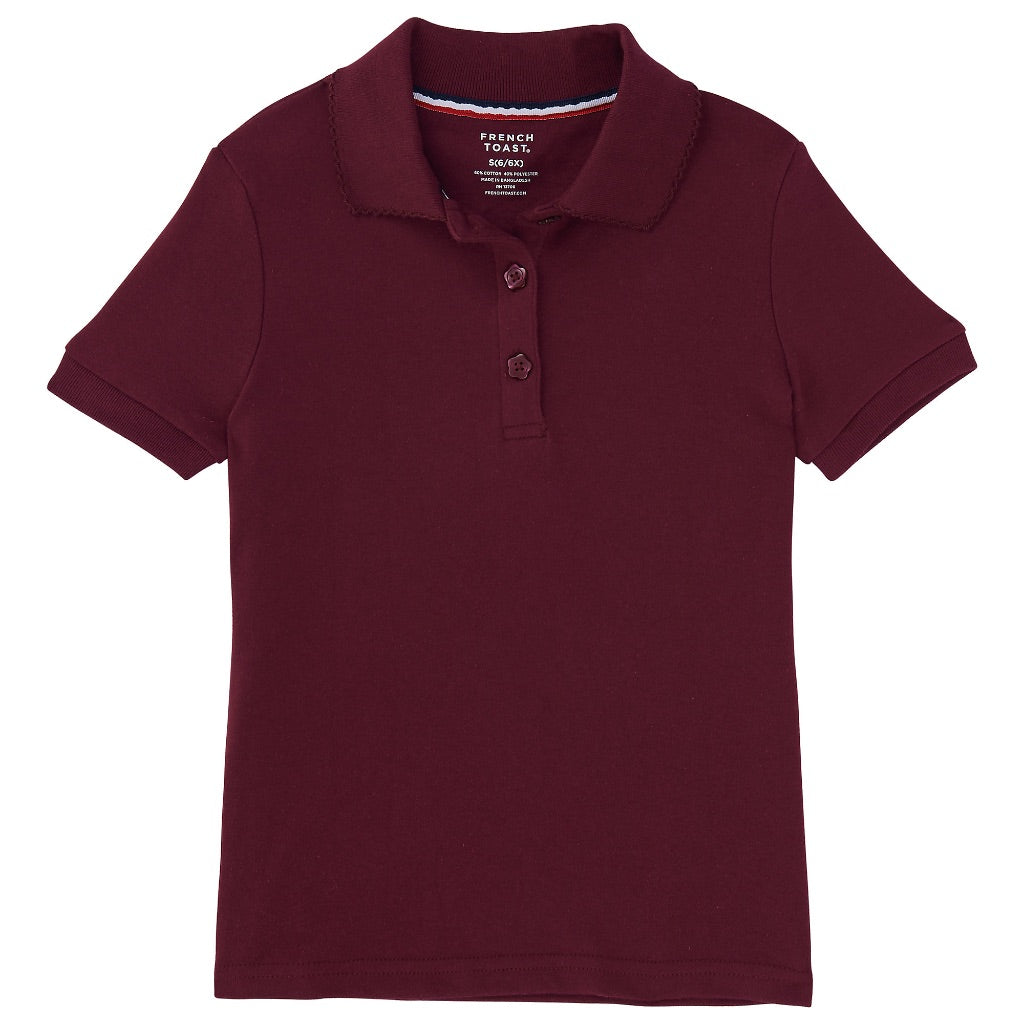 French Toast Girls School Uniform Short Sleeve Picot Collar Interlock Polo Shirt  Size XXL (18/20)