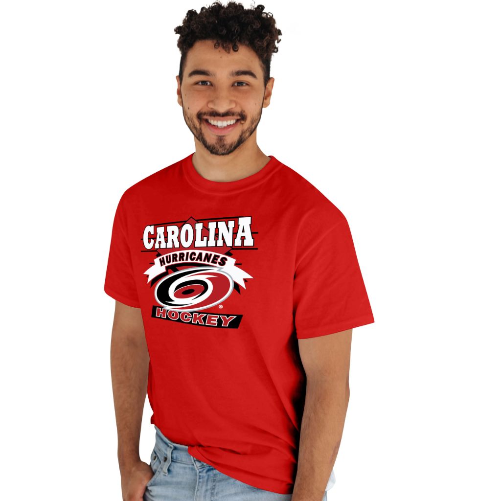 Carolina Hurricanes NHL Officially Licensed T-Shirt Retro 90's Hockey Team Color, Large