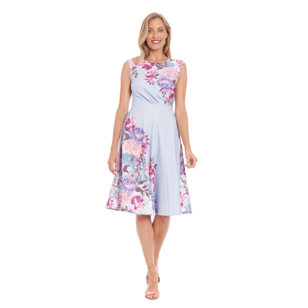 Petite London Times Cap Sleeve Ruched Asymmetrical Waist Fit and Flare MIDI Dress, Women's, 12P