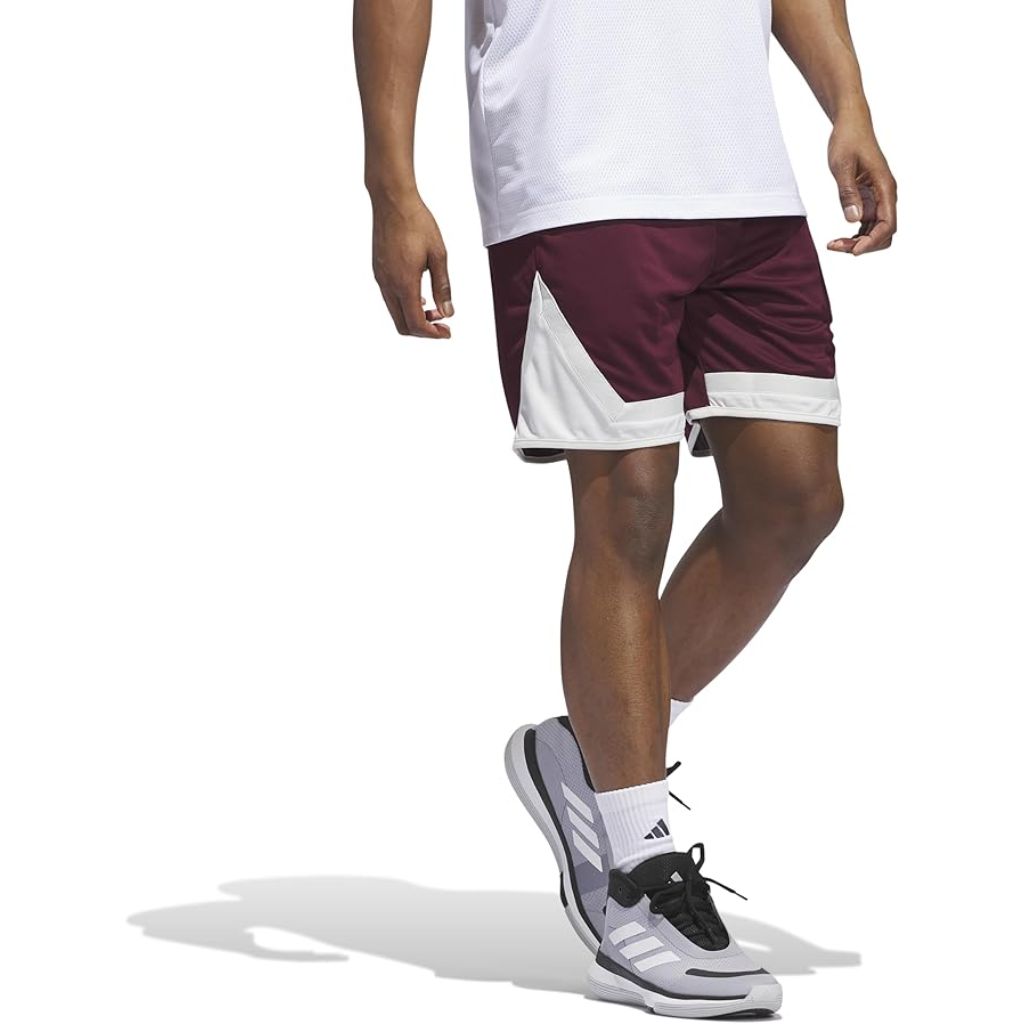 adidas Men's Pro Block Shorts, 5" Inseam - Maroon/Cloud White, Medium