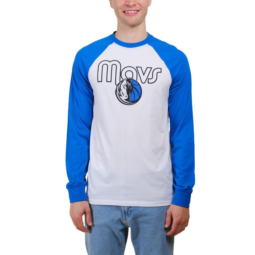 Ultra Game NBA Official Men’s Super Soft Raglan Baseball T-Shirt - Unisex, Dallas Mavericks, Team Color, Medium