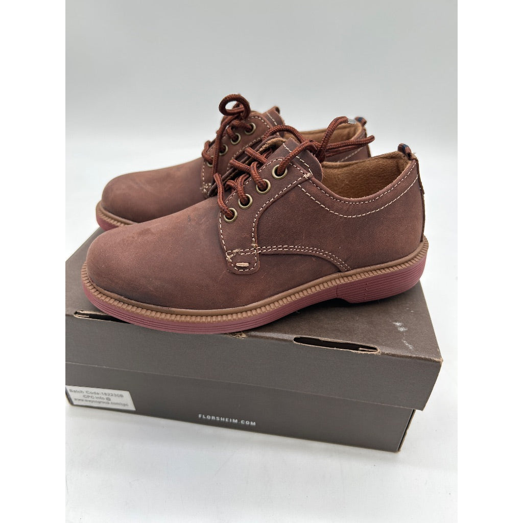 Florsheim Kid's Supacush Plain Toe Oxford Shoe, Brown Crazy Horse/Brick Sole - Size 10.5 Little Kid