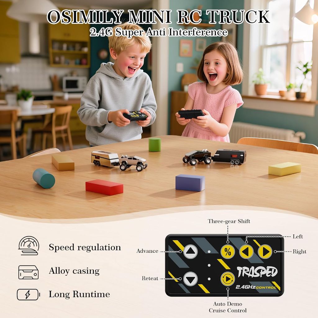 OSIMILY Mini RC Car, 1:64 Scale, Remote Control Monster Truck, Gray