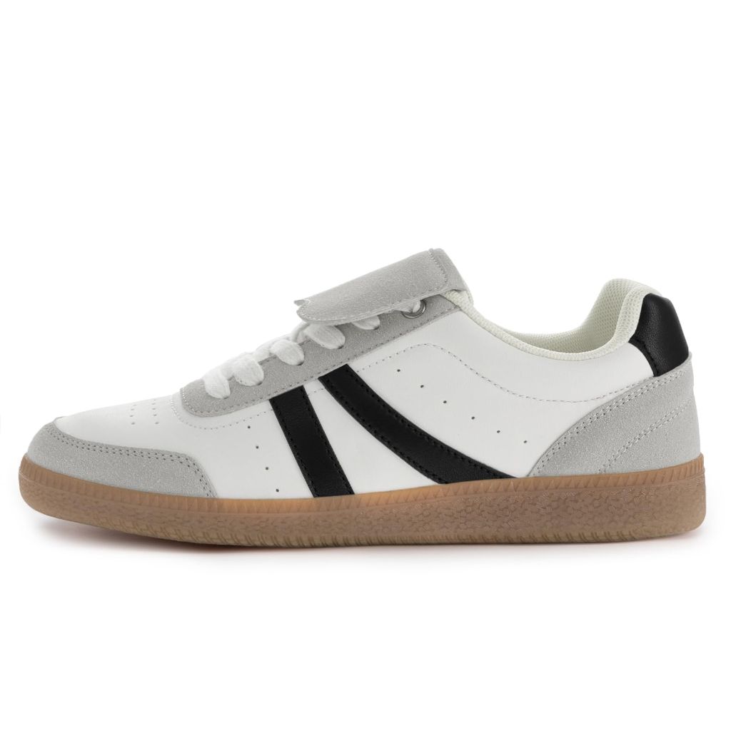 Rihero Women's Fashion Sneakers Tennis Walking Shoes Lace-Up Comfortable Non Slip Casual Sneakers White Black Size 9.5