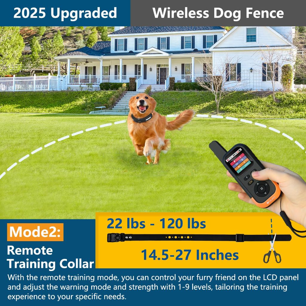 FULUPET Wireless 6 Acres Electric Dog Fence with Training Collar