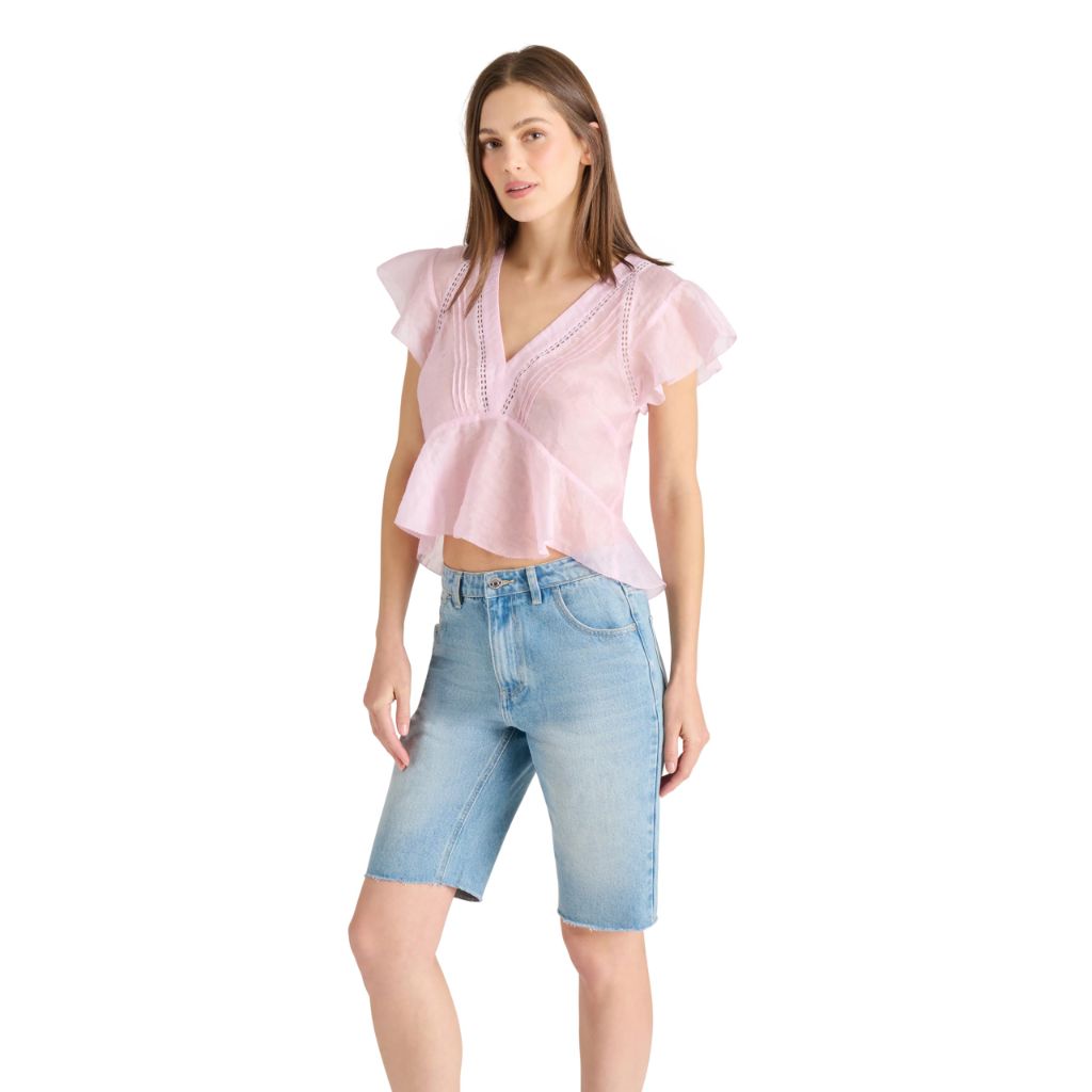 Steve Madden Apparel Leyla Top, Pink Lemonade, Large