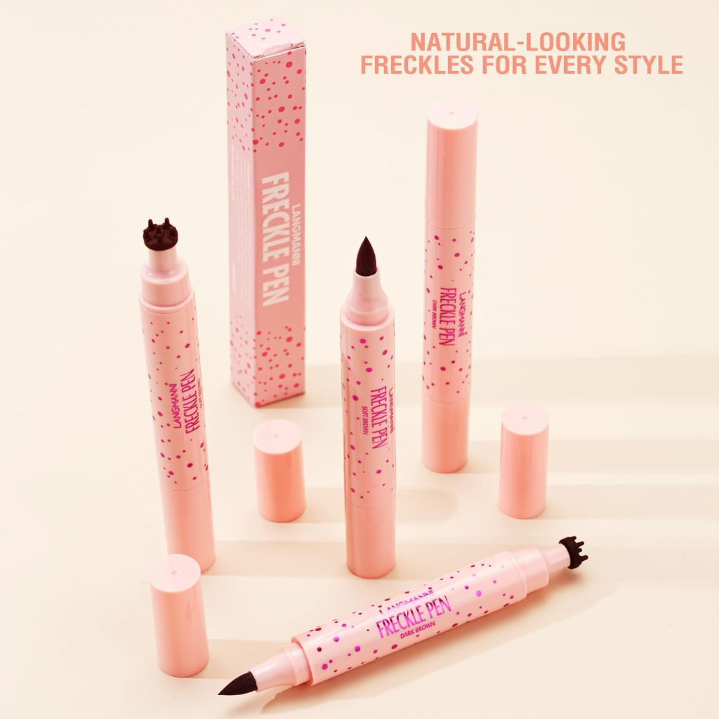 Jolilab Freckle Pen 3-in-1: Dual-Ended Stamp & Precision Tip (Eyeliner/Brow Pencil), 2 Shades Soft Brown/Dark Brown