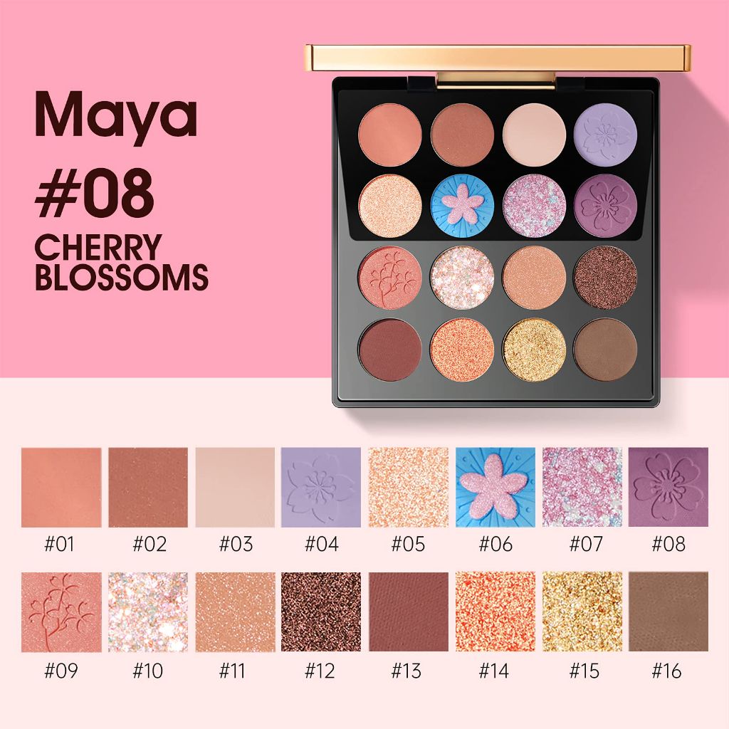 Zeesea Egypt Eyeshadow Palette Maya Collection,  16 Shades(#08 CHERRY BLOSSOMS)