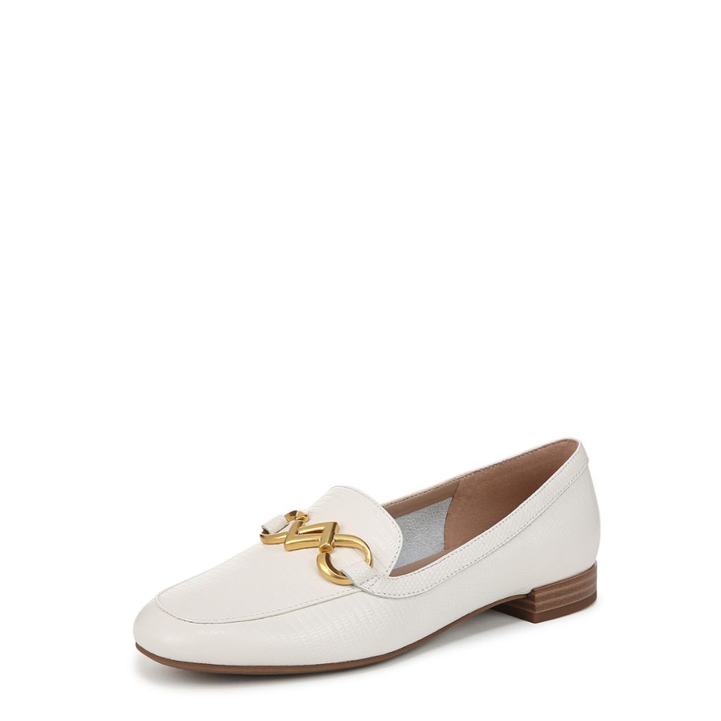 Naturalizer Womens Jovie Loafer Warm White Lizard Leather 7 M