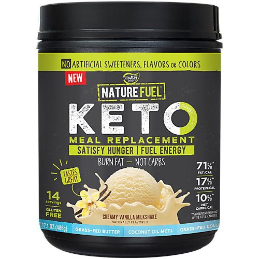 Nature Fuel Keto Meal Replacement Powder, Creamy Vanilla Milkshake, 17.1 oz (14 Servings)