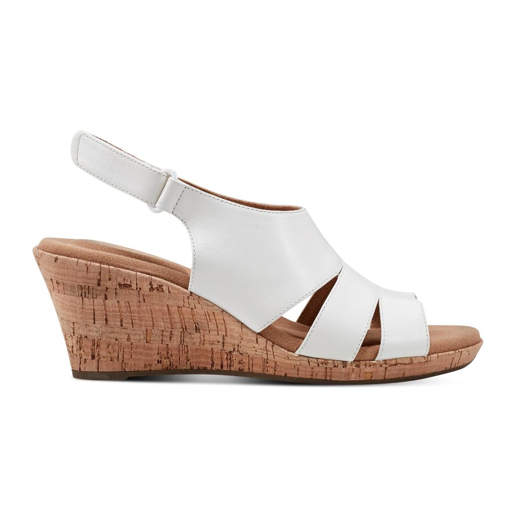Rockport Women's Briah Sling Wedge Sandal, White, 11