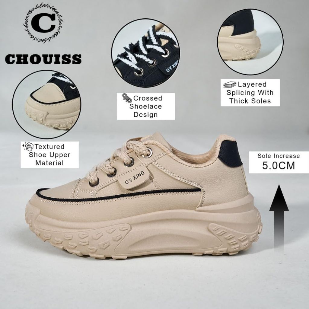 Chouiss Sneakers for Women, Khaki - size 5