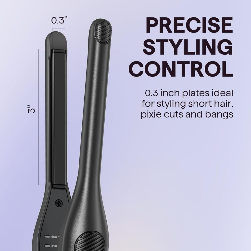 Wavytalk 3/10" Small Flat Iron, Pencil Flat Iron for Short Hair, Pixie Cut and Bangs, Curling Iron for Short Hair, Mini Hair Straightener for Edges with Anti-Pinch Design, Tiny Hair Straightener