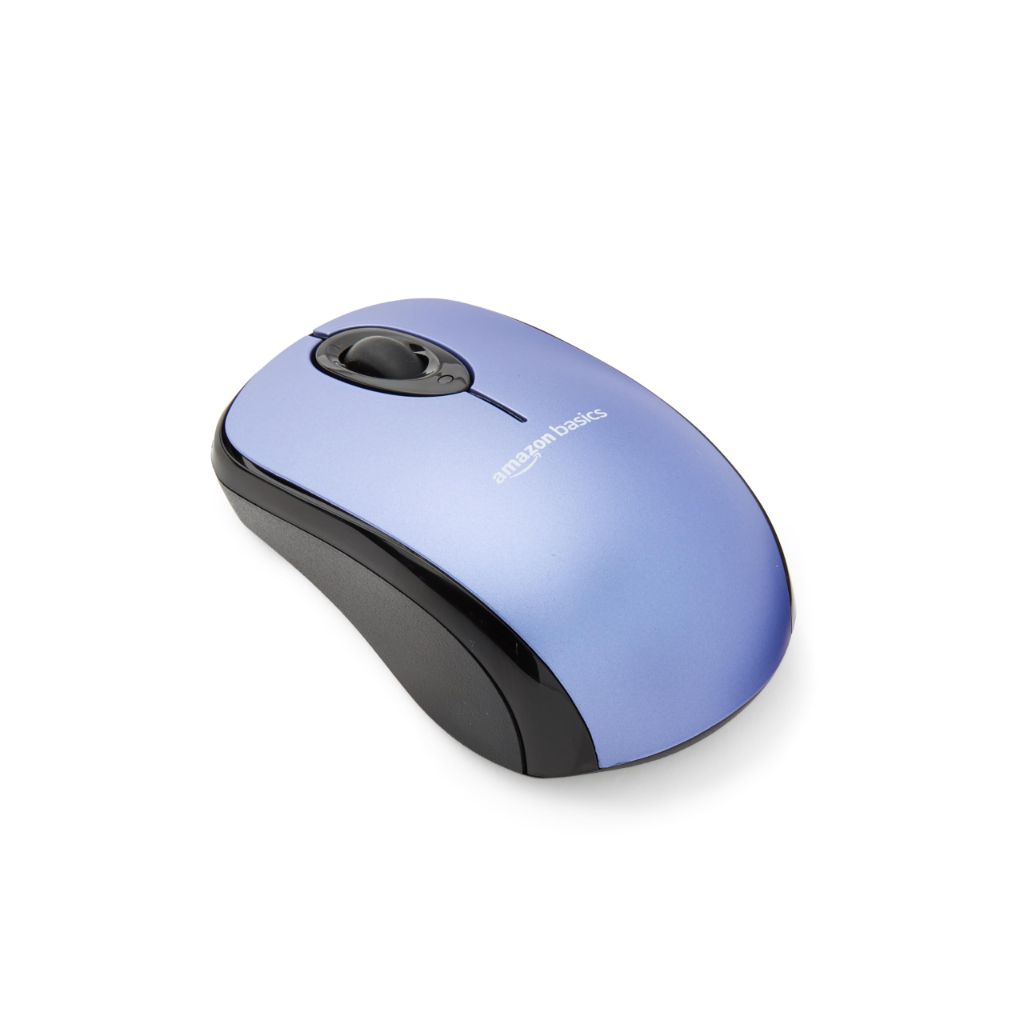 Amazon Basics 2.4 GHz Wireless Optical Computer Mouse with USB Nano Receiver, Portable, Easy Setup, Blue
