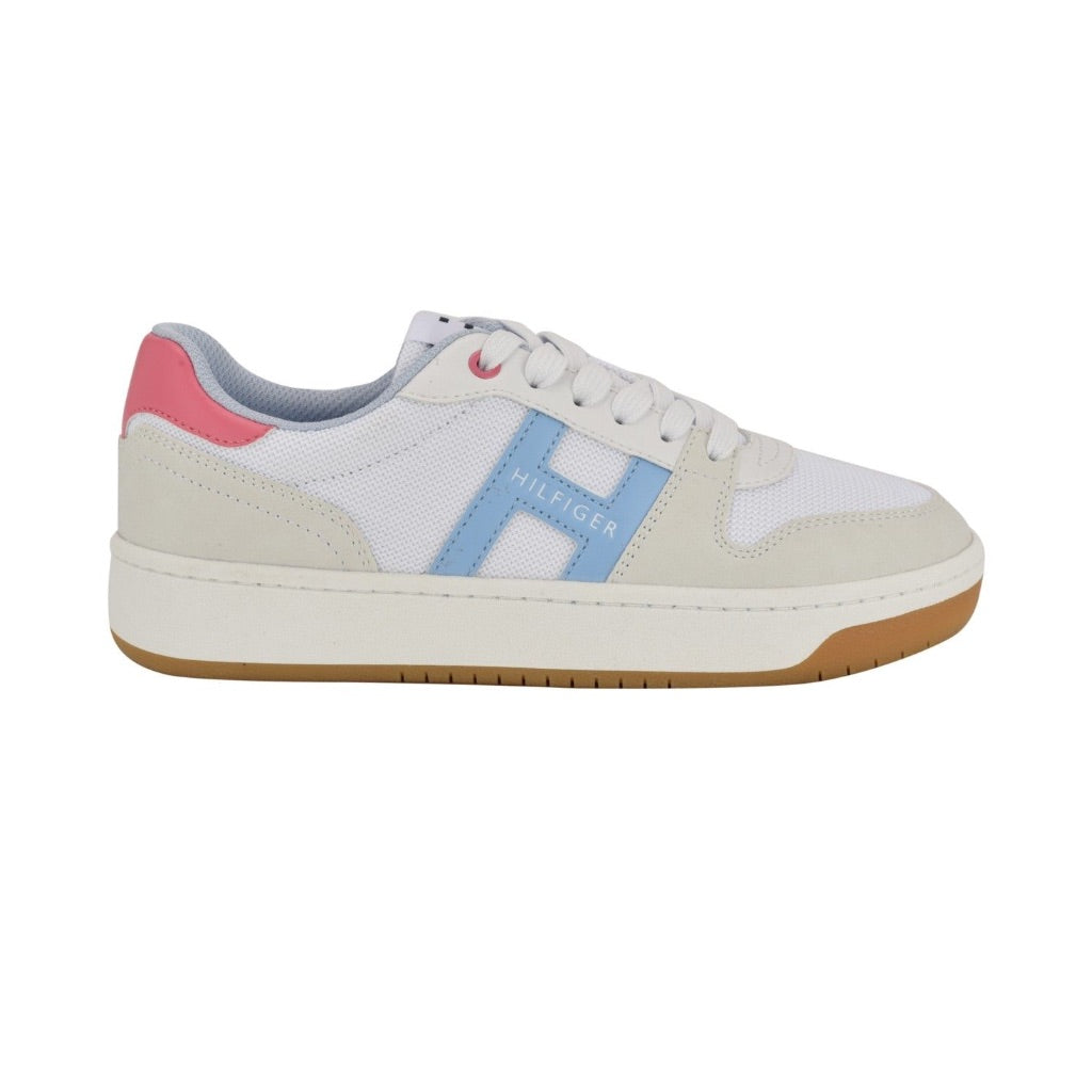 Tommy Hilfiger Women's Neenha Signature Logo Lace-Up Sneaker, Size 10, Pink/Blue