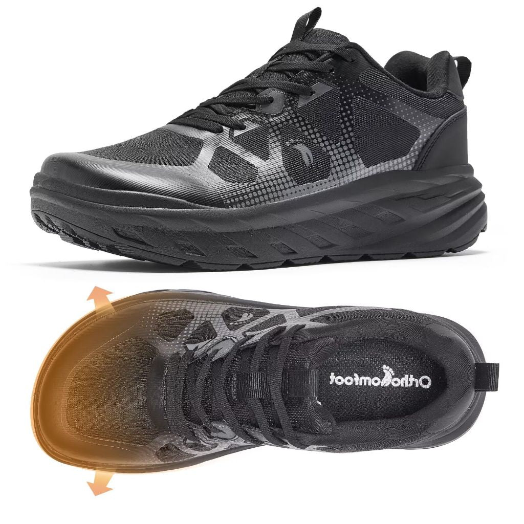 Men's Orthopedic Diabetic Extra Wide Walking Shoes: Fit Orthotic Arch Support Plantar Fasciitis Hammer Toes Relief Sneakers, Edema Outdoor Casual Indoor Training Tennis Shoes Black Size 11.5