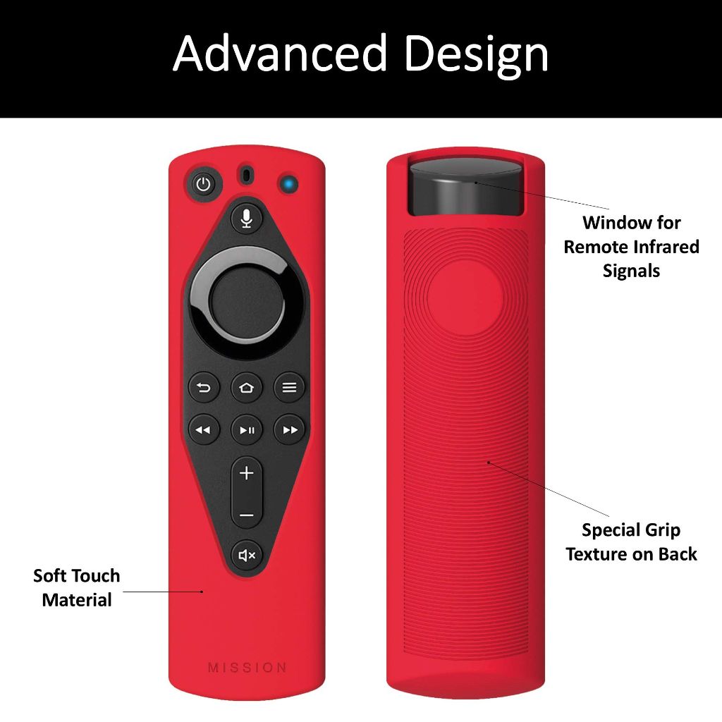 Mission Remote Case for Fire TV Voice Remote (2018 Version for Fire TV Stick 4K and Fire TV Cube) - Candy Red