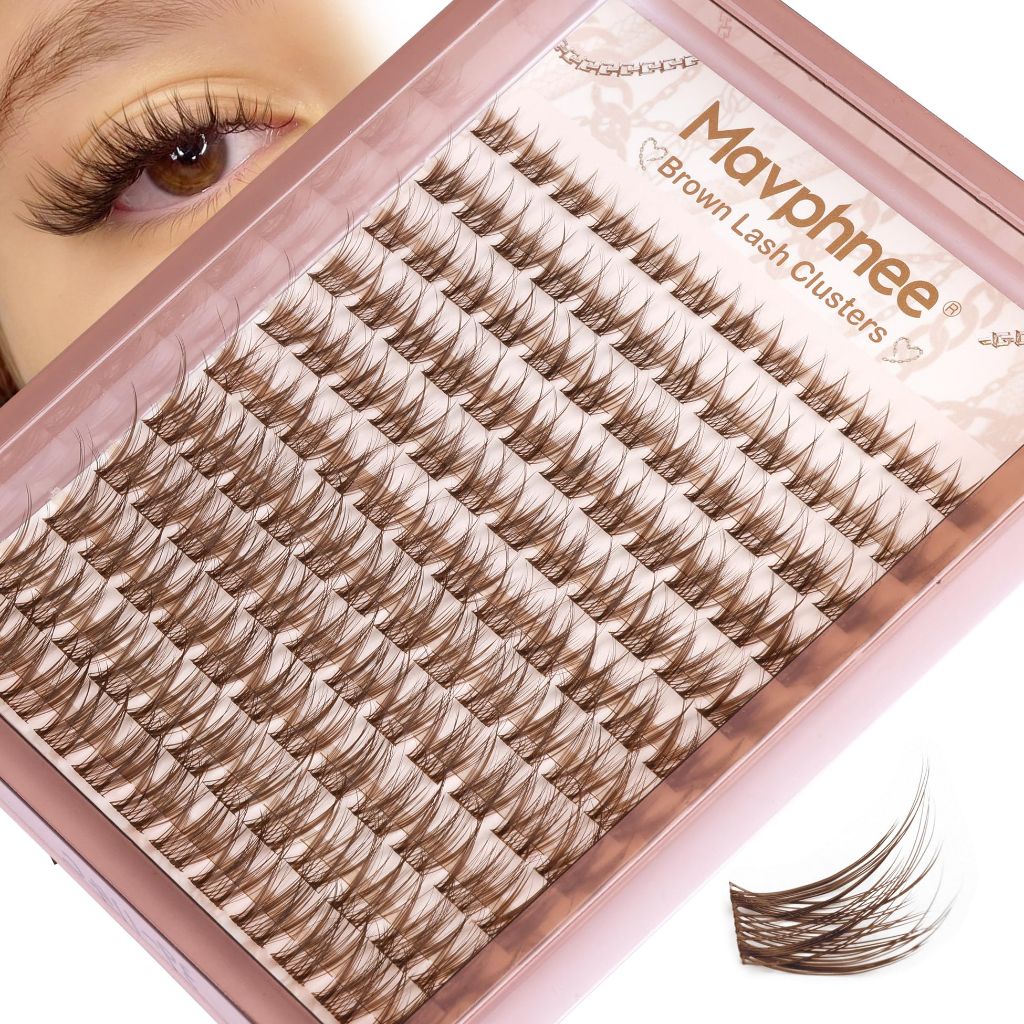 Mavphnee Brown Eyelash Clusters DIY Lash Pack (132Pcs, 8-16MM)